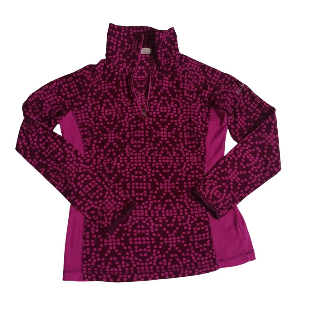 Columbia Fleece Sweatshirt Women's M Purple Geometric Outdoor Quarter Zip